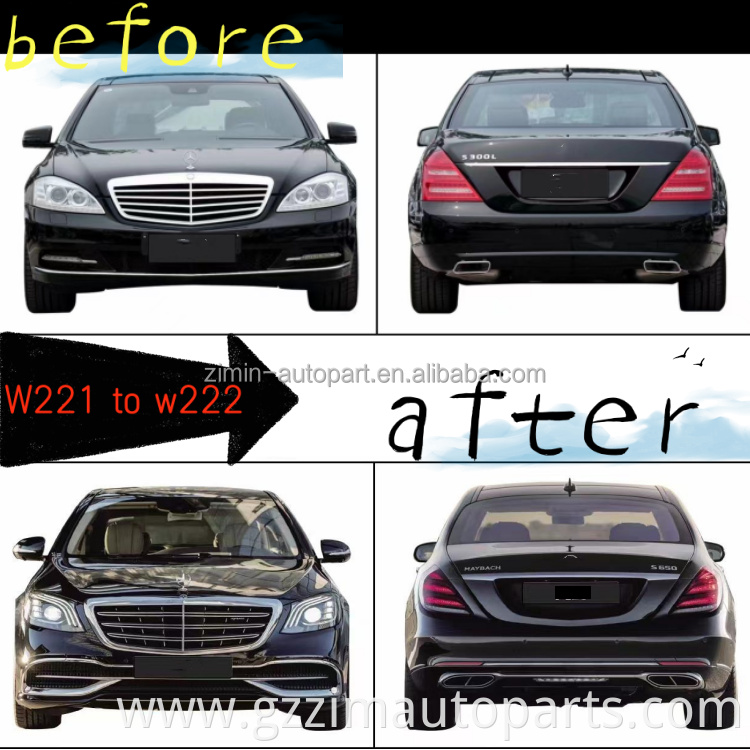 Front & Rear Bumper Grille Hood Body Kits Upgrade Parts W221 Upgrade To W222 Maybach Special Kits